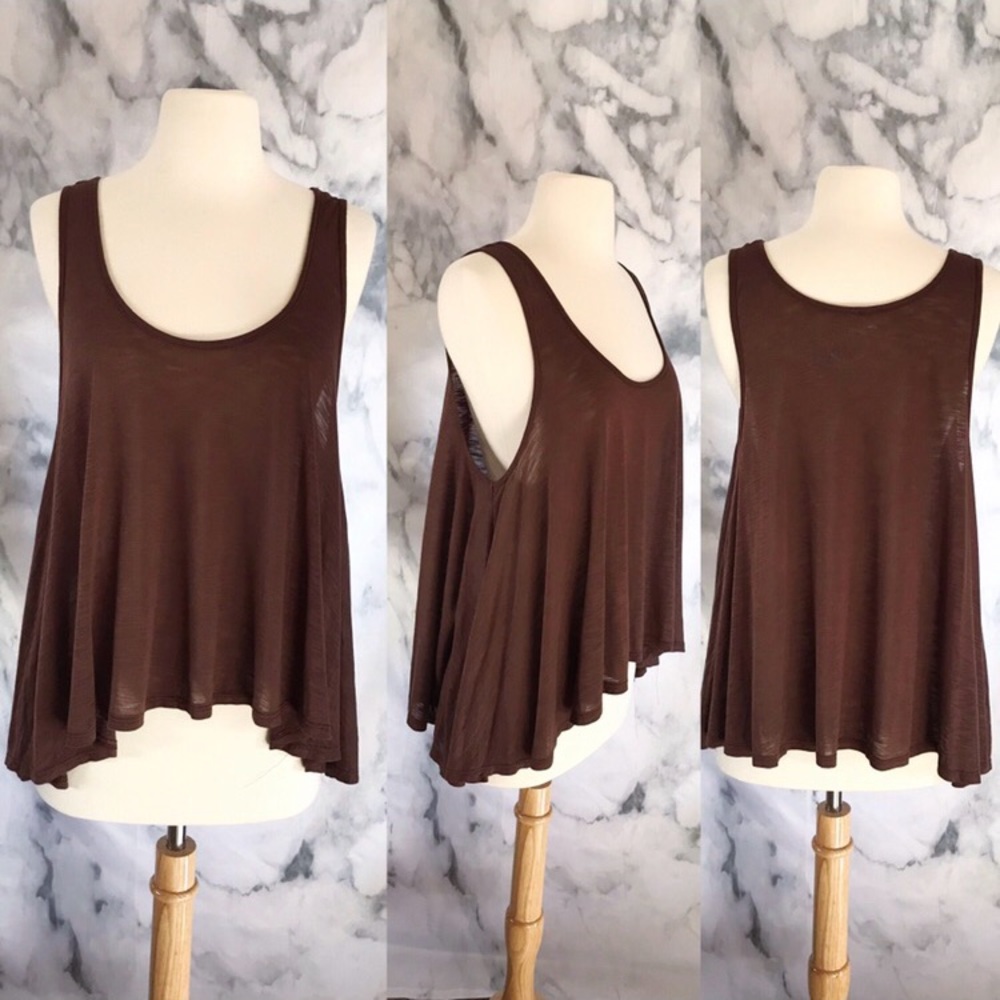 Blue Life Brown Flowy Tank Top